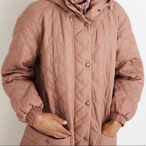 Madewell Austwell Quilted Coat in Faded Mauve